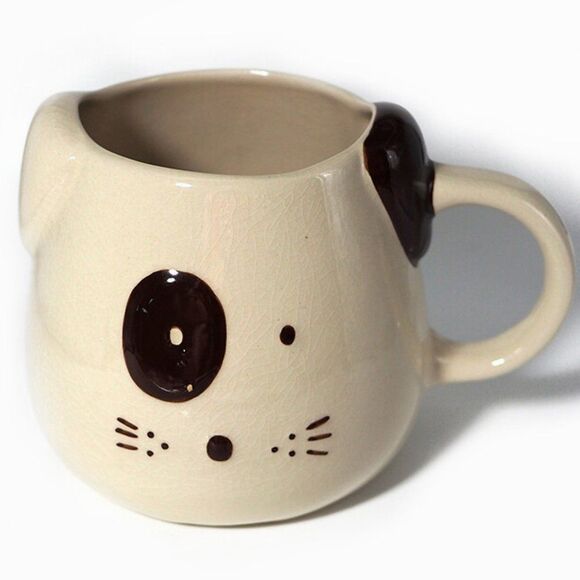 WORLD MARKET 3D Brown Puppy Spotted Eye Dog Coffee Mug 22 oz - Picture 1 of 9